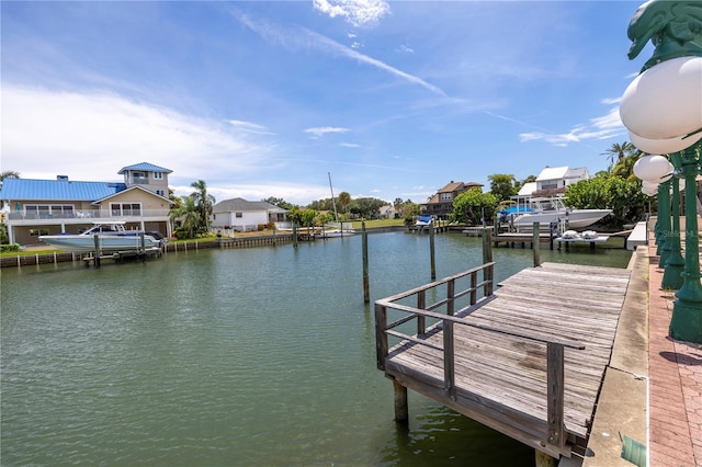 dock area featuring a water view