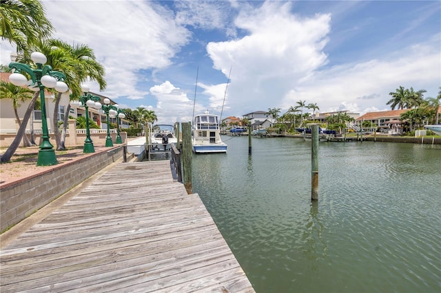 view of dock featuring a water view