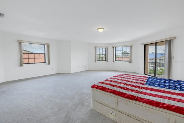 carpeted bedroom with access to outside