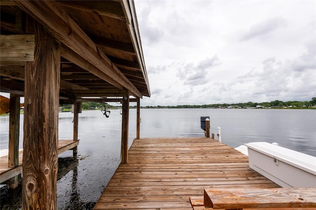 view of dock featuring a water view