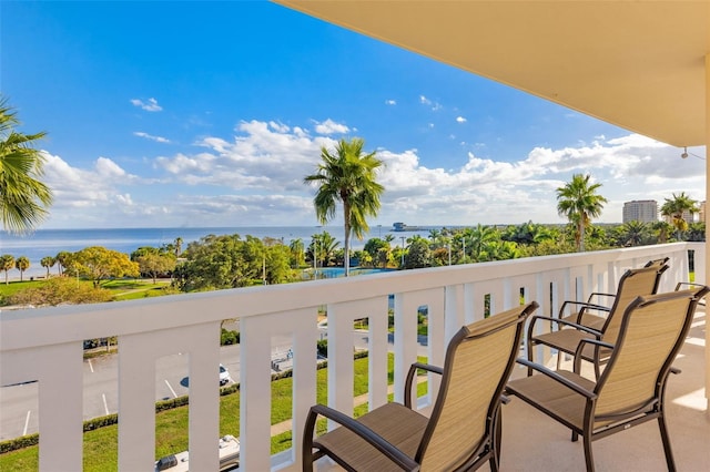 balcony with a water view