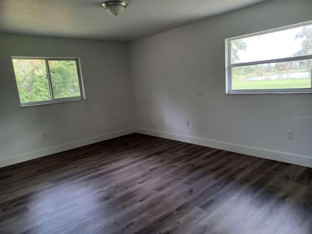 spare room with dark hardwood / wood-style floors and a healthy amount of sunlight