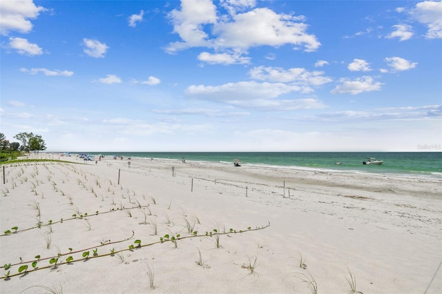 view of water feature featuring a beach view