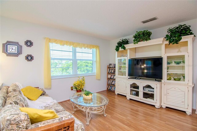 living room with light hardwood / wood-style floors