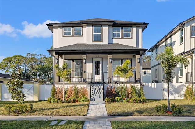 view of front facade with a porch and a front yard