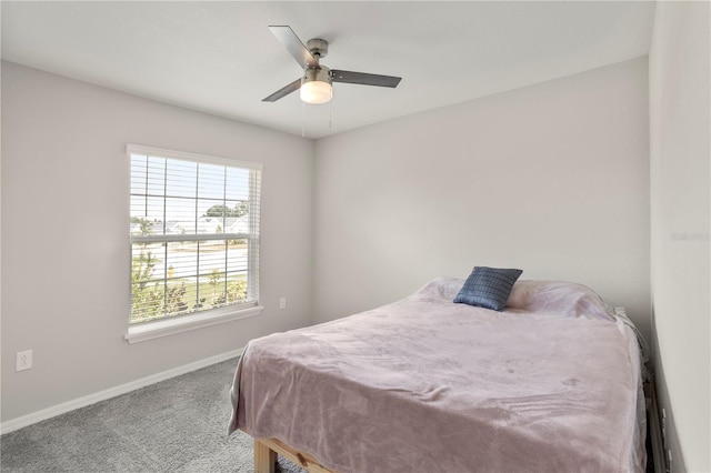 bedroom featuring carpet and ceiling fan