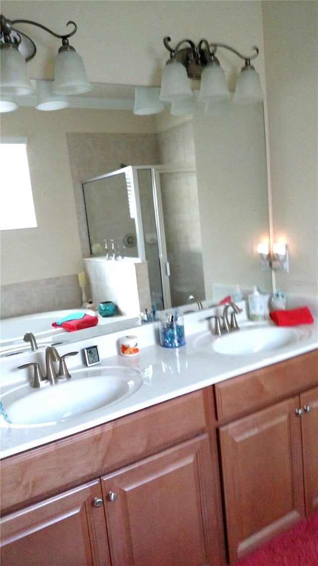 bathroom with double vanity