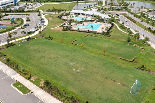 bird's eye view featuring a water view