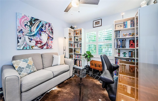 home office with ceiling fan