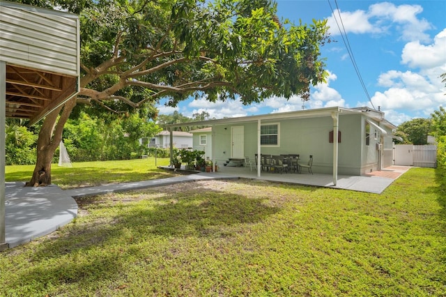 rear view of house with a lawn