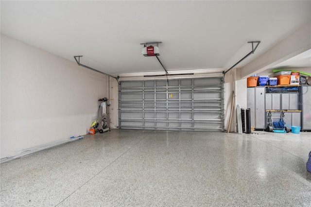 garage with a garage door opener