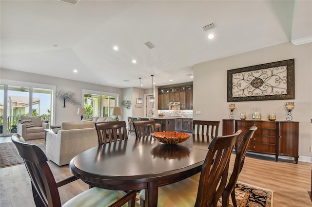 dining area featuring light hardwood / wood-style floors