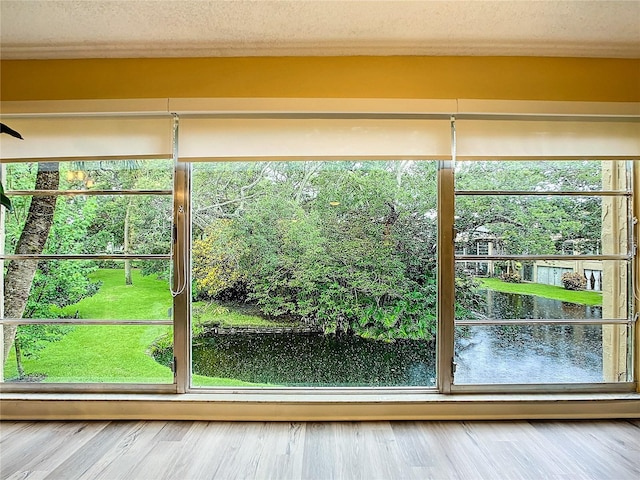 entryway featuring a water view