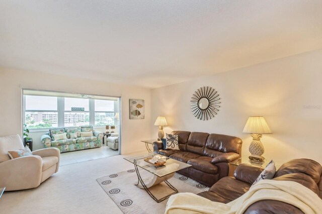 view of tiled living room