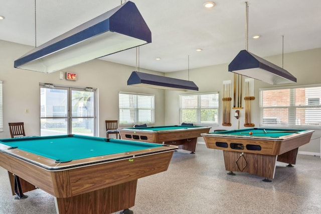 rec room with pool table