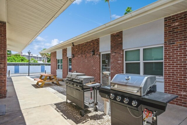 view of patio featuring grilling area