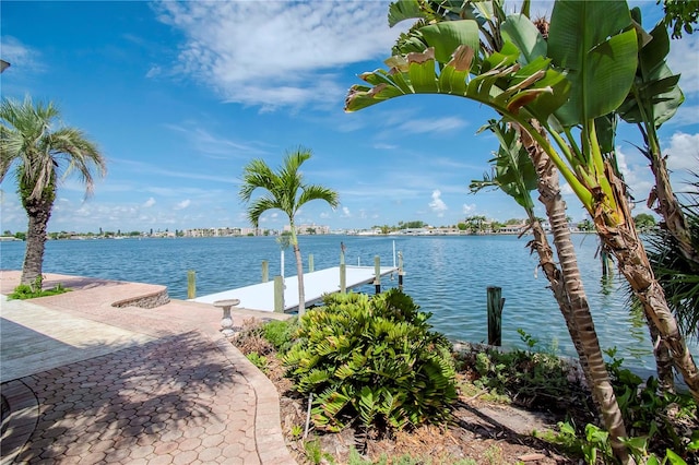 property view of water featuring a dock