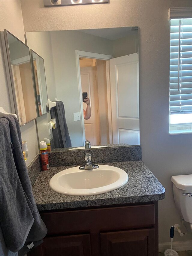 bathroom with toilet and vanity