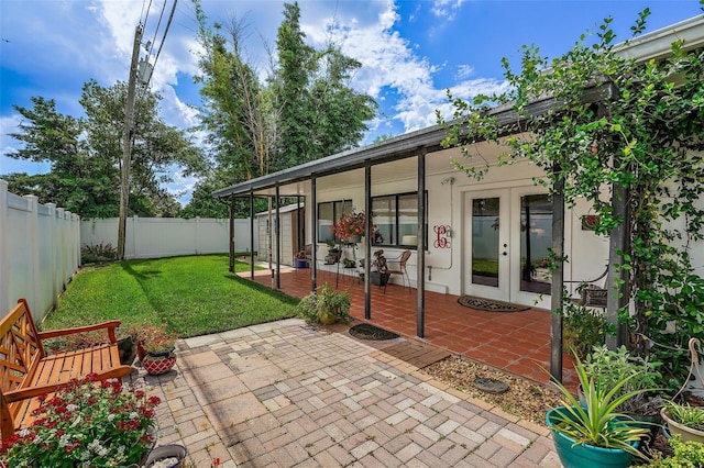 view of patio / terrace featuring french doors