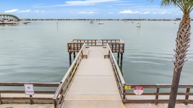 dock area featuring a water view