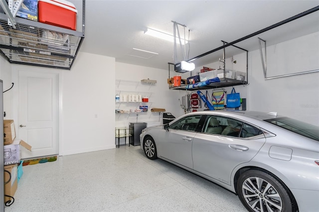 garage with a garage door opener