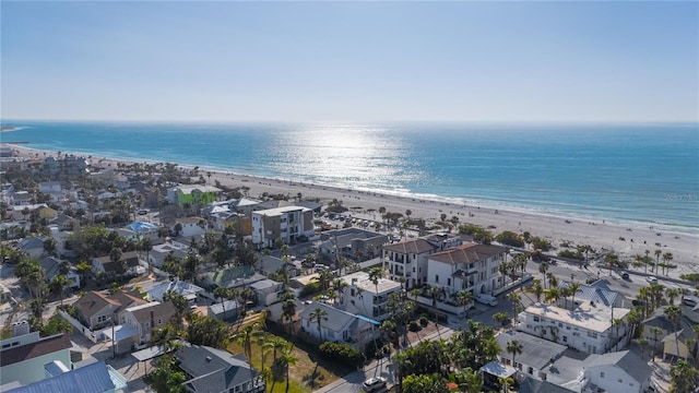 drone / aerial view with a view of the beach and a water view