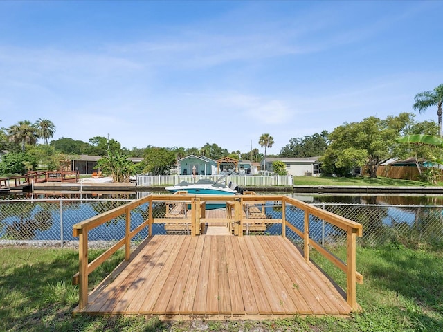 dock area featuring a water view