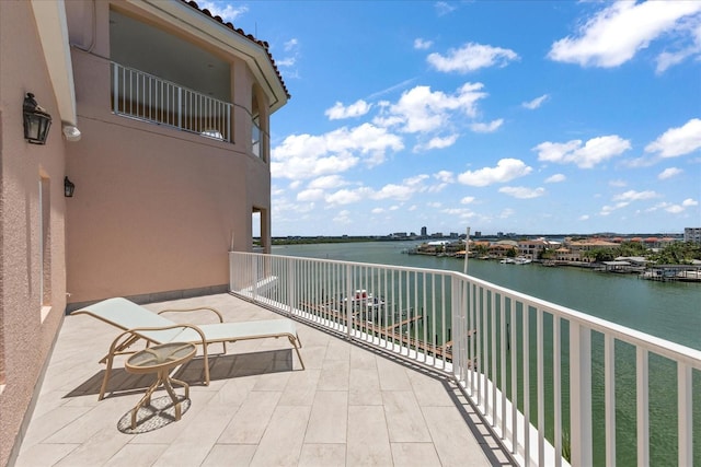 balcony with a water view