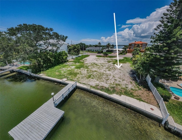 dock area featuring a water view