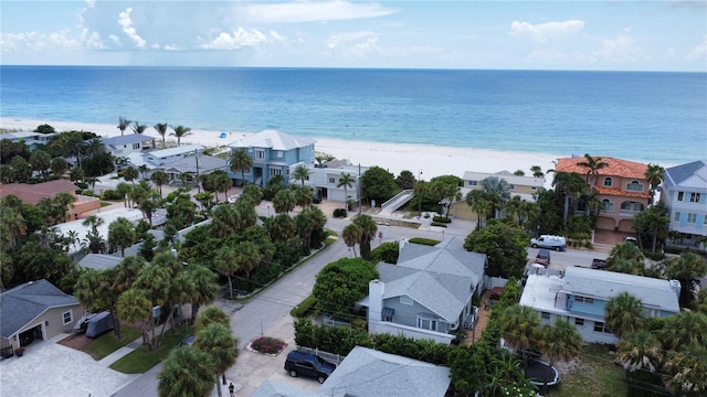 aerial view with a beach view and a water view