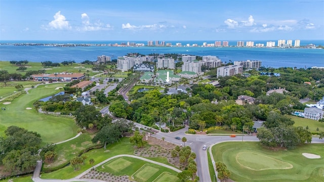 6 Hibiscus Ln, Belleair, FL 33756 - bird's eye view of a golf course and a nearby body of water