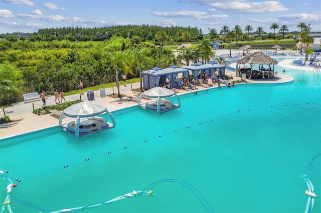 view of pool featuring a patio