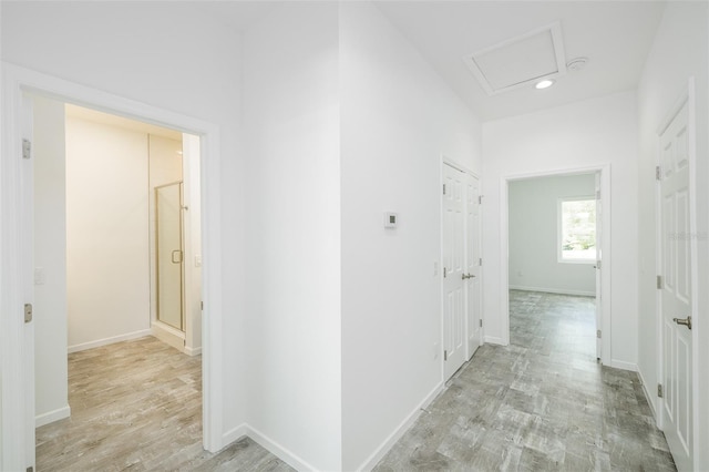 hall featuring light hardwood / wood-style flooring