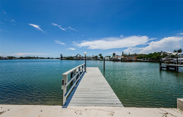 dock area featuring a water view