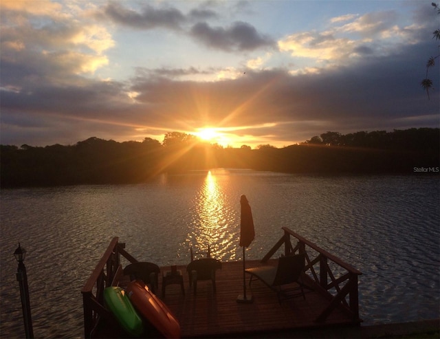 view of dock featuring a water view