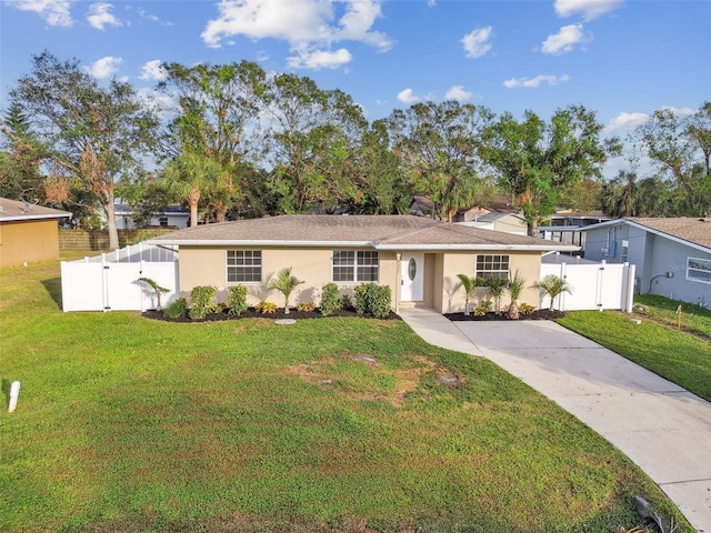 ranch-style home with a front yard