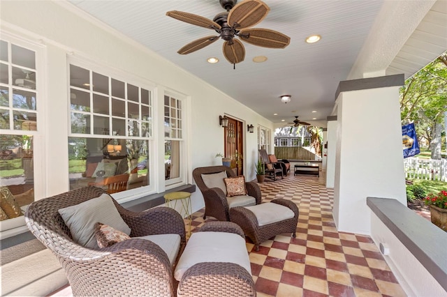 view of patio / terrace featuring ceiling fan