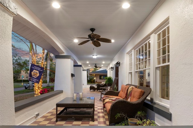 view of patio / terrace with outdoor lounge area and ceiling fan