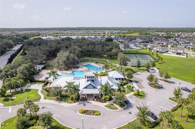 aerial view with a residential view