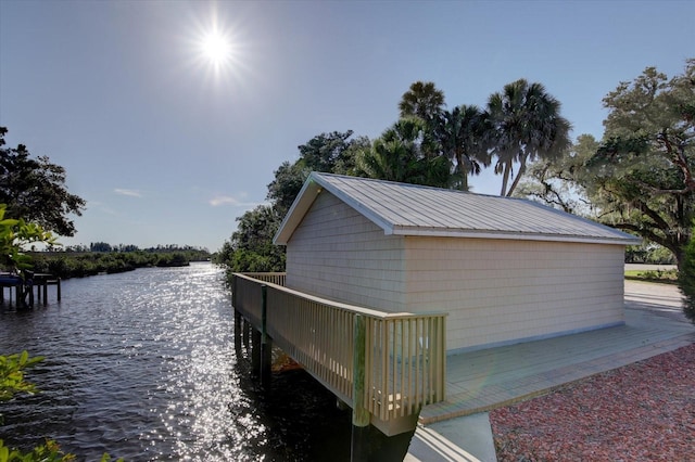 dock area featuring a water view