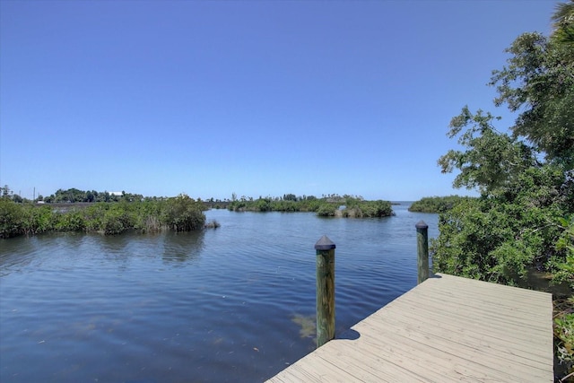 view of dock featuring a water view