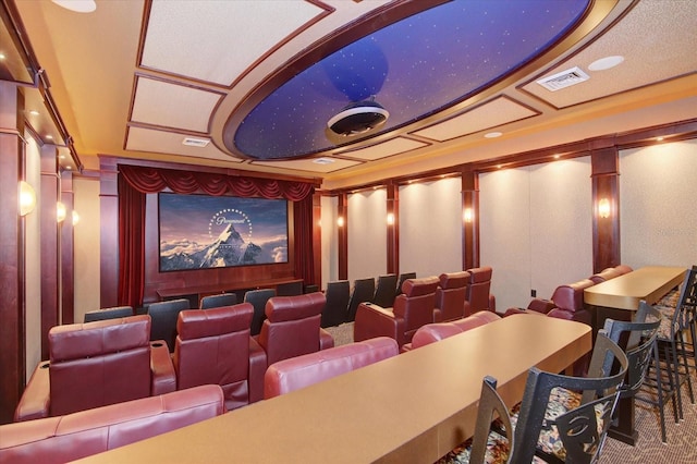 cinema room featuring carpet