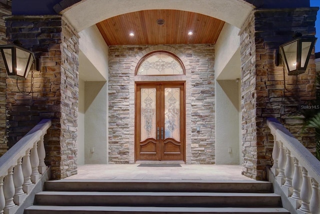 entrance to property with french doors