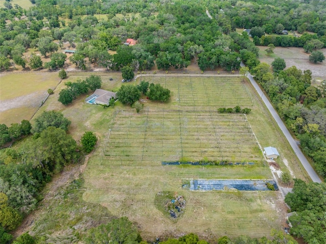 birds eye view of property with a rural view