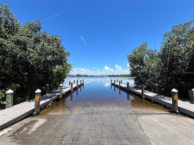 view of dock featuring a water view