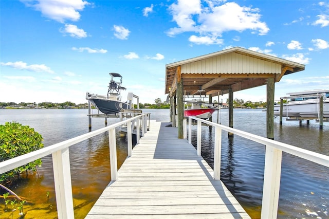 dock area featuring a water view