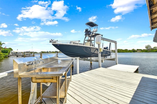 dock area featuring a water view