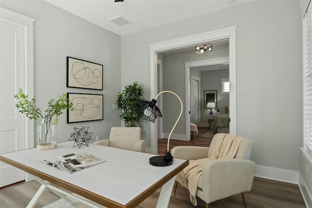 office featuring hardwood / wood-style floors