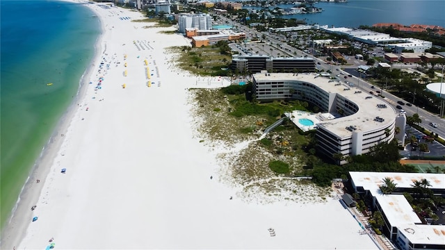 drone / aerial view with a view of the beach and a water view