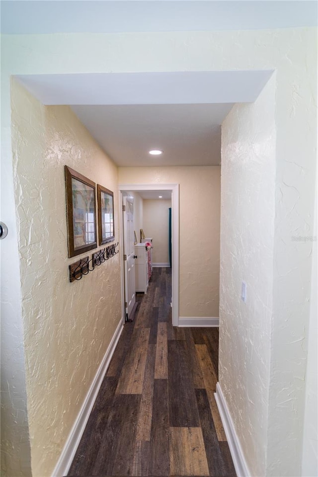 hall featuring dark hardwood / wood-style flooring